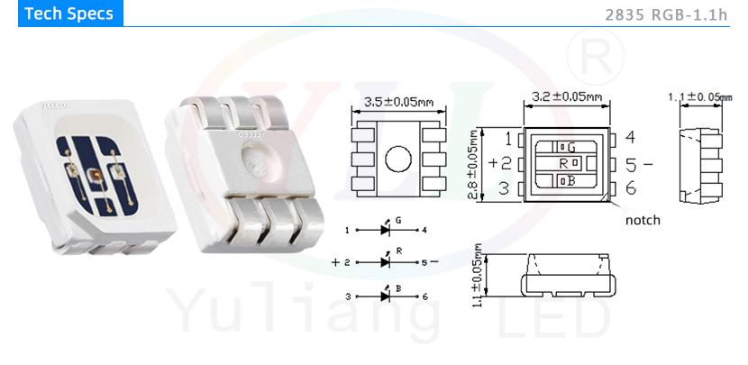 slot parity stimulate 2835 RGB smd led chip-H1.1_images_parameter_Regulation book_Yuliang  Optoelectronic