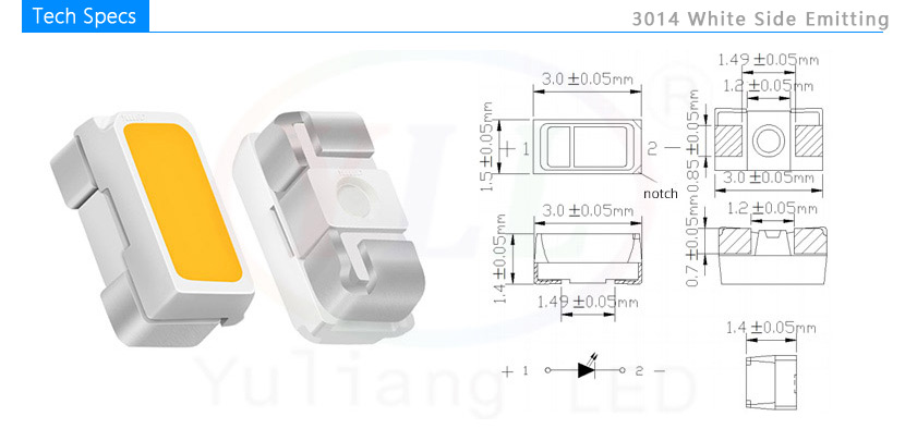 Acumulación fresa enaguas 3014 side-emitting smd led white_images_parameter_Regulation book_Yuliang  Optoelectronic