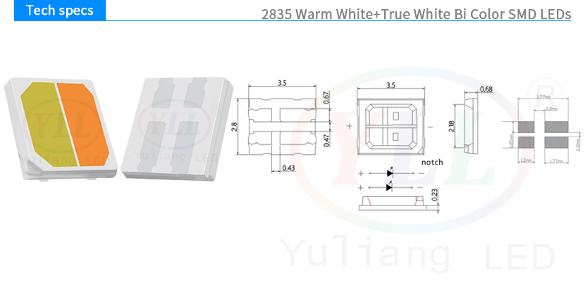 2835 White Bi Color tech specs