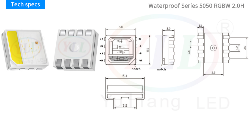 waterproof 5050RGBW2.0H tech specs