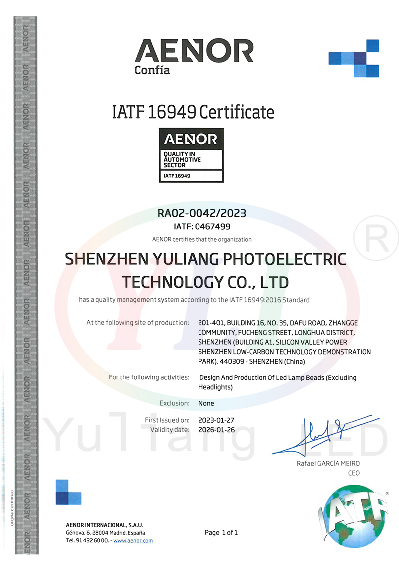 IATF 16949 Automotive Product Quality Management System Cert