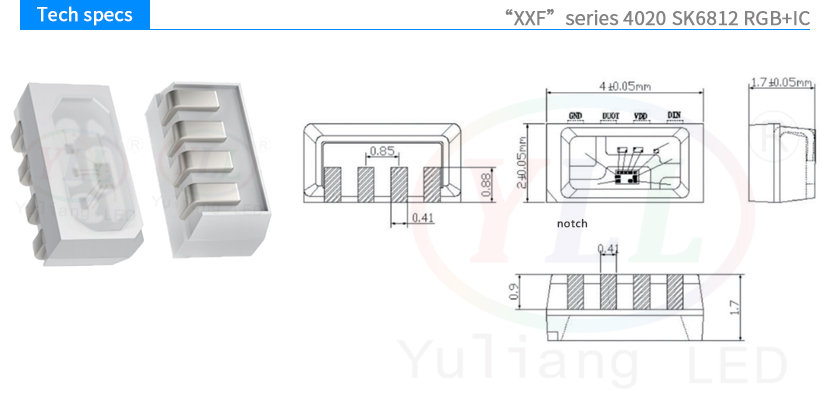 4020 SK6812 RGB+IC tech specs