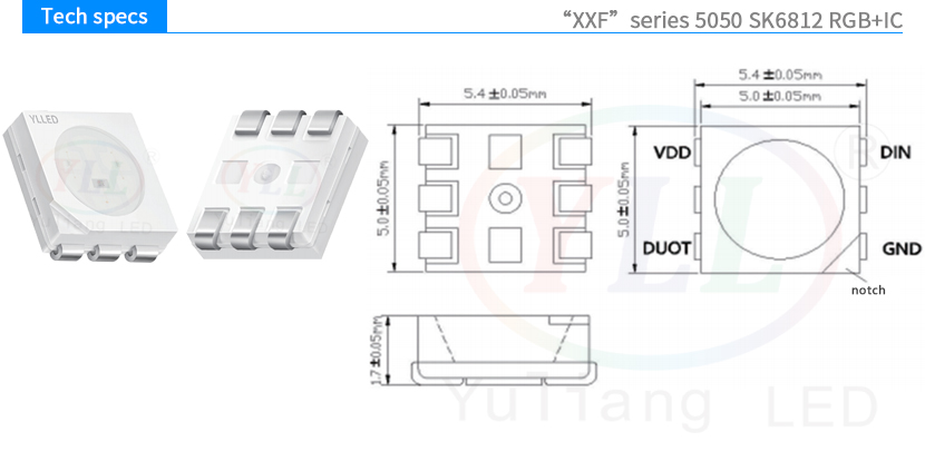 5050 SK6812 RGB+IC tech specs