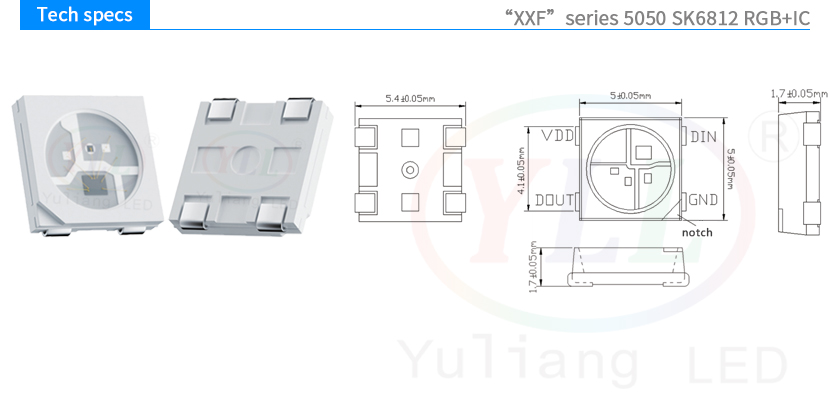 5050 SK6812 RGB+IC tech specs