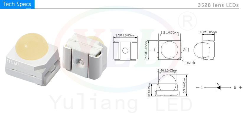 3528 lens LEDs (white light) Tech Specs