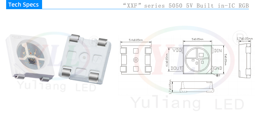 5050 5V Built in IC RGB tech specs